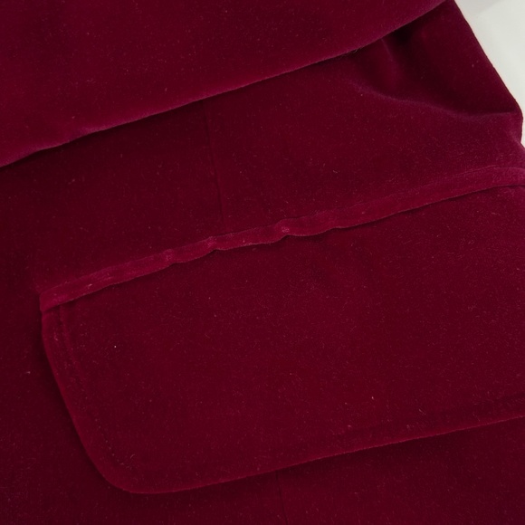 Vtg Mulberry Street Velvet Blazer Size 9/10 Wine Berry Red Holiday Party Preppy - Picture 12 of 15
